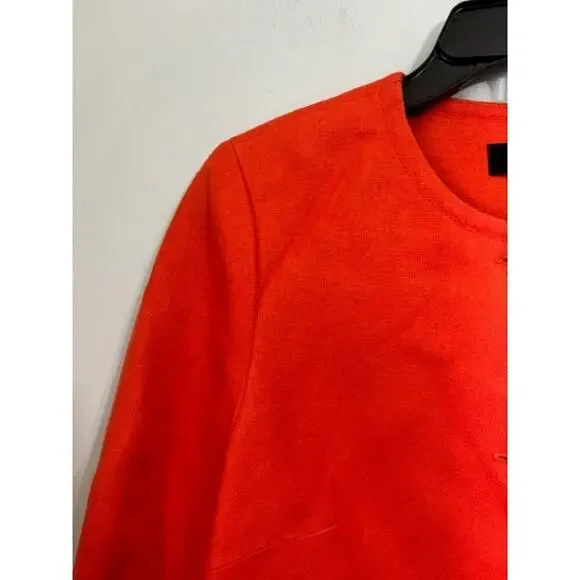 Talbots Bright Orange Collarless Blazer with Gold Buttons - Picture 8 of 8